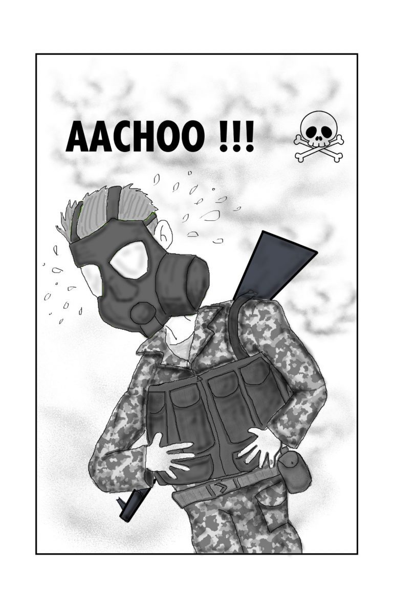 Military Gas Mask Sneeze Attack humor