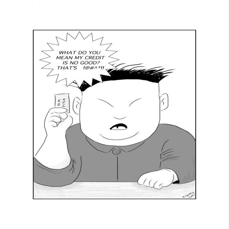Kim jung un has a credit card problem in North Korea.