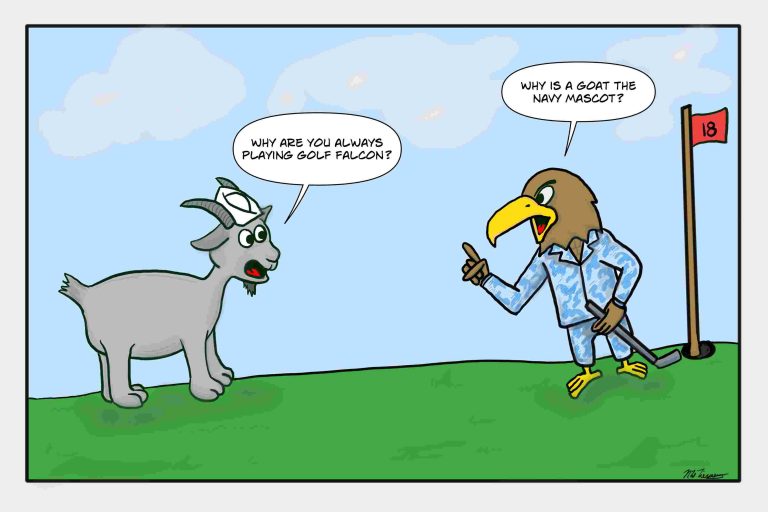 Navy and Air Force Mascots talk trash at one another.