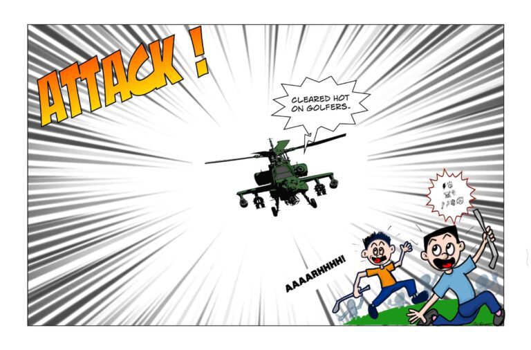 Army Apache helicopter attacks golfers in a surprise attack