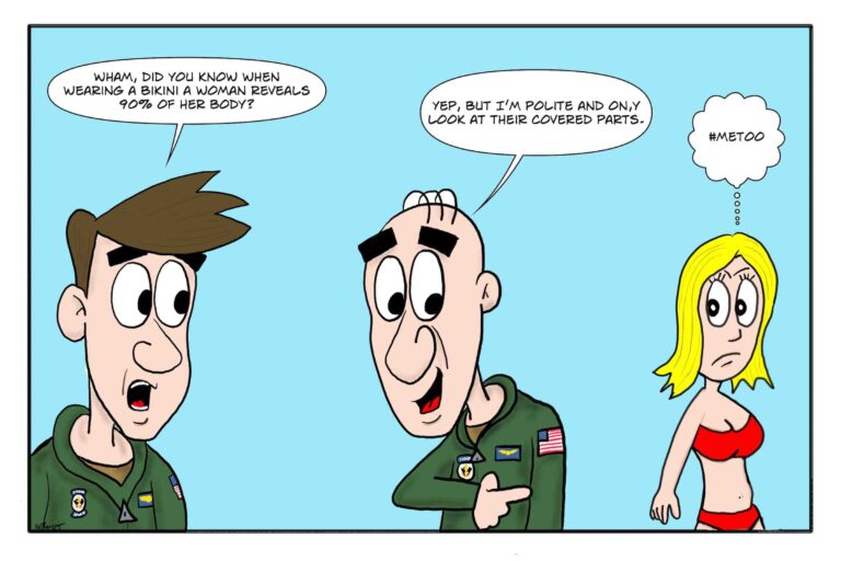 The me too movement has some interesting bikini facts that these navy aircrewmen point out.