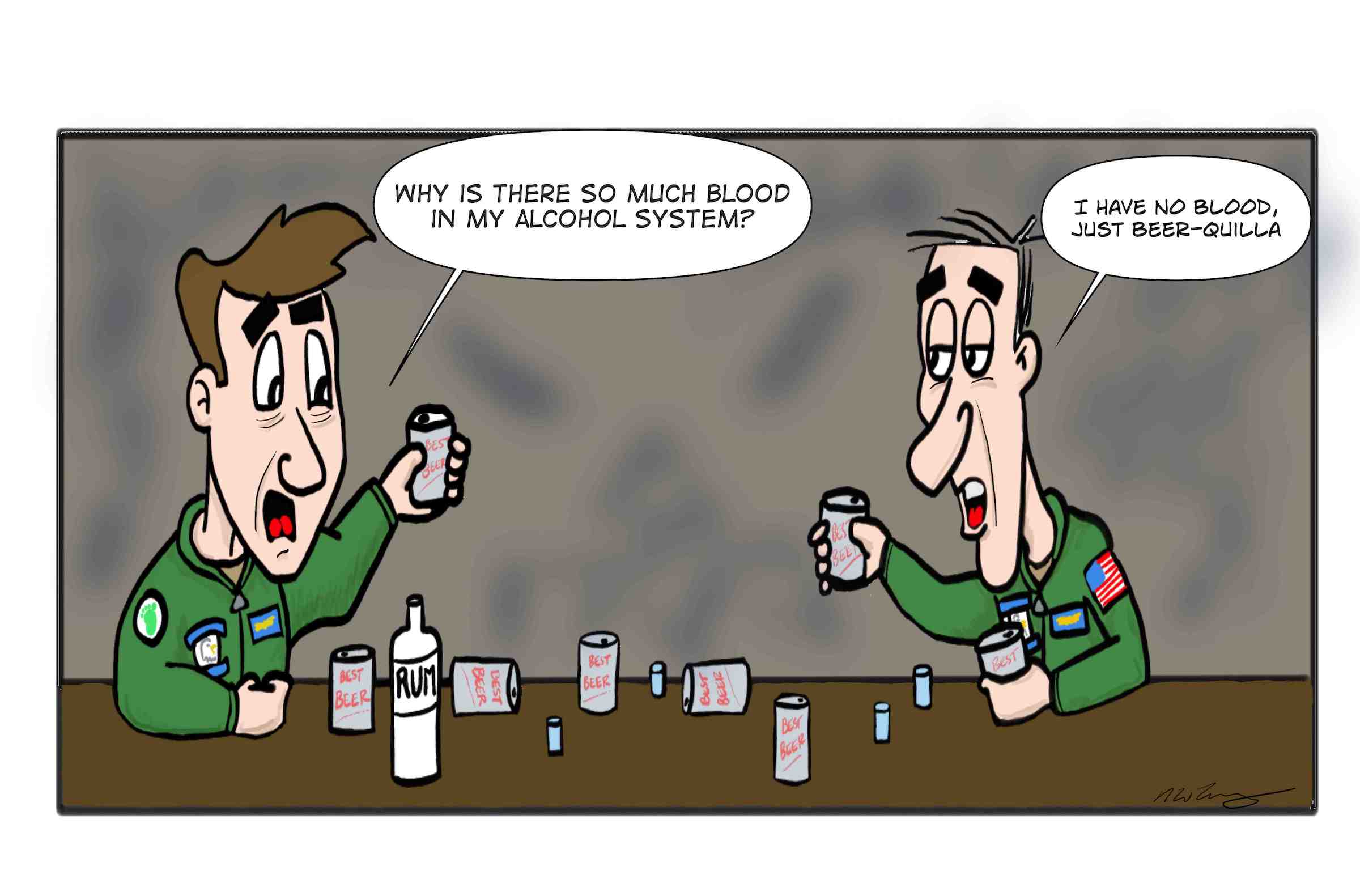 Army aircrew alcohol system is designed to withstand the necessity to drink in every pub discovered worldwide.