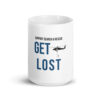 Support search and rescue 15 oz white glossy coffee cup. Front view.