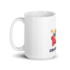 A rescue swimmer couch potato white glossy coffee cup right side view.