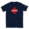 Rescue specialist search and rescue with Red Cross navy shirt.