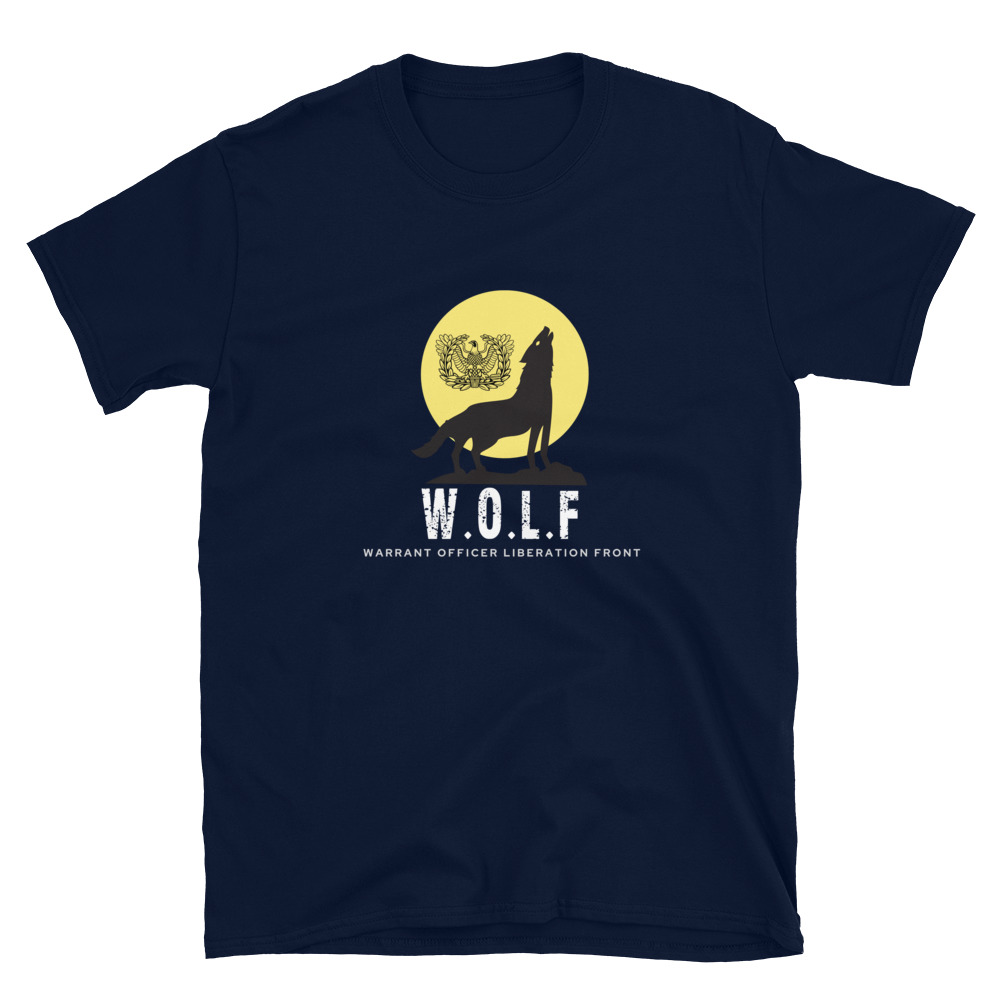 Army warrant Officer liberation front navy WOLF shirt.