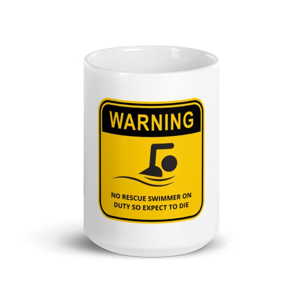 Warning sign coffee cup because there is no rescue swimmer.