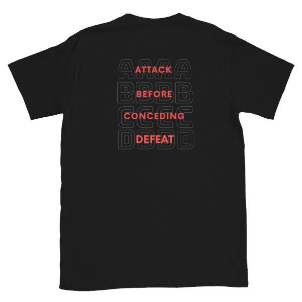 Attack before conceding defeat ABCD is a military mindset that allows soldiers to rise above any challenge in the armed forces. This is a black military shirt.
