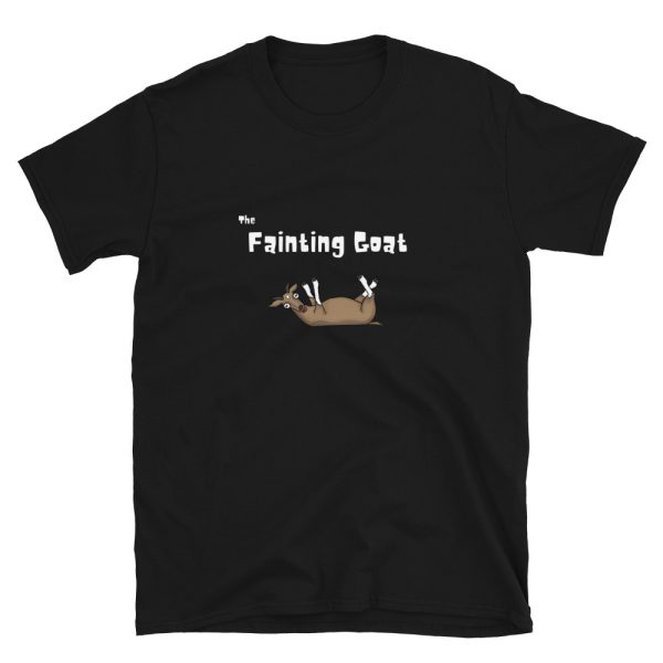 The fainting goat shirt was inspired by my family's real fainting goat Venus. So I drew the comic and made a black colored shirt of the animal.