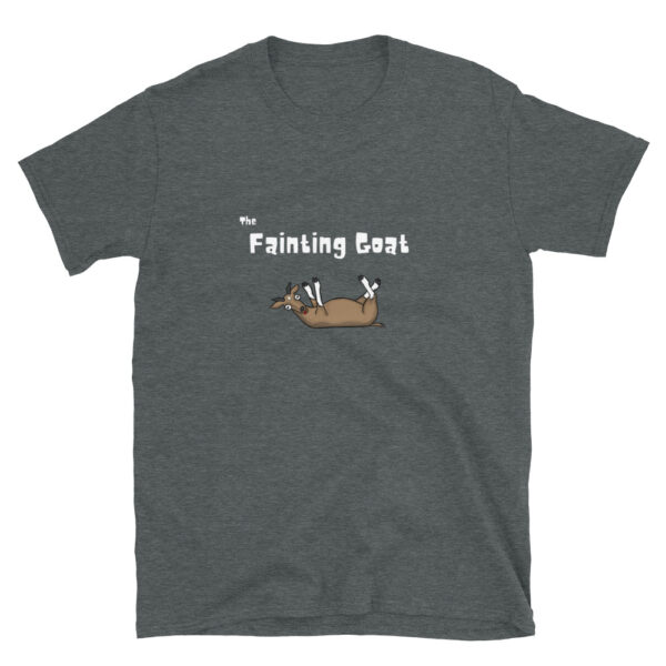 The fainting goat shirt was inspired by my family's real fainting goat Venus. So I drew the comic and made a heather grey shirt of the animal.