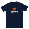 SNAFU is the military acronym for Situation Normal All Fucked Up. This is a navy blue shirt available in all sizes.