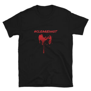 Cleared hot is the term used for attack pilots, Army soldiers and Marines to begin engaging with lethal force against the enemy. The frontlines military inspired t-shirt is black colored and available in all sizes.
