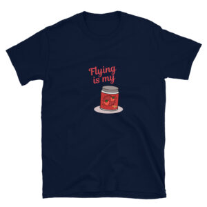 Flying is the jam for airplane and helicopter pilots and aviation enthusiasts. The frontlines t-shirt design is navy blue colored and has a red jar of strawberry jam and army aviation wings logo on it.