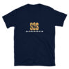 This is a navy blue SOS morse code unisex t-shirt with The Frontlines design for rescue specialists or those interested in survival.