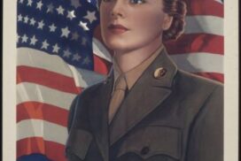 Women's Army Auxiliary Corps in World War II recruiting poster for women to join the frontlines.