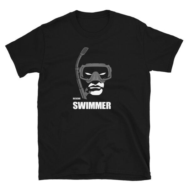 Rescue Swimmer superhero t-shirt available in multiple sizes and black color.