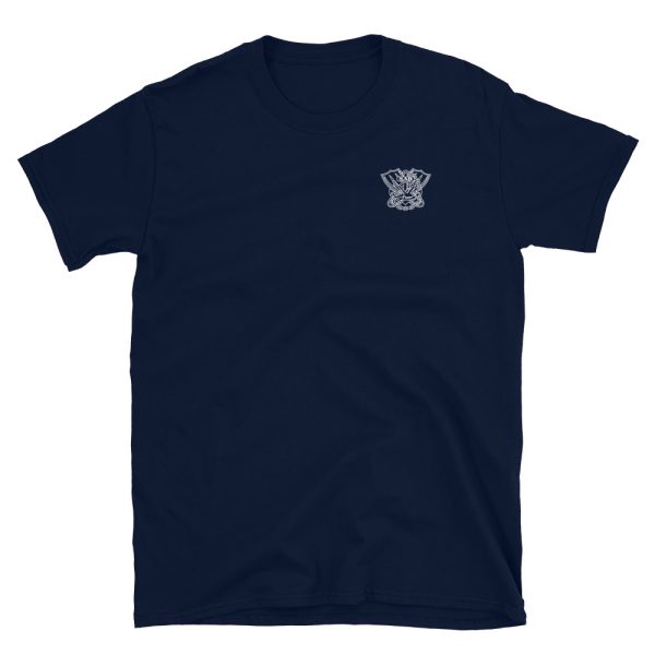 SAR stache is a rescue swimmer logo with an old mustache in this navy t-shirt from the frontlines.