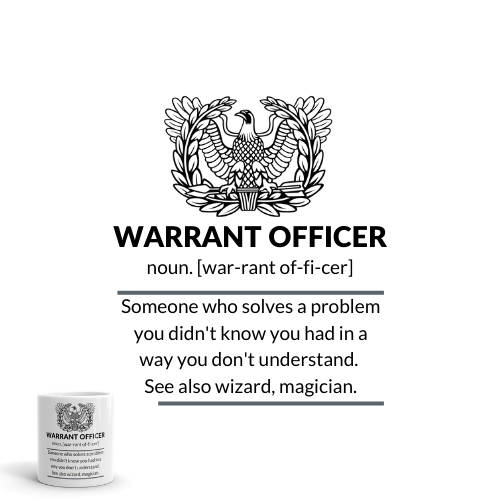 warrant officer definition coffee cup and logo
