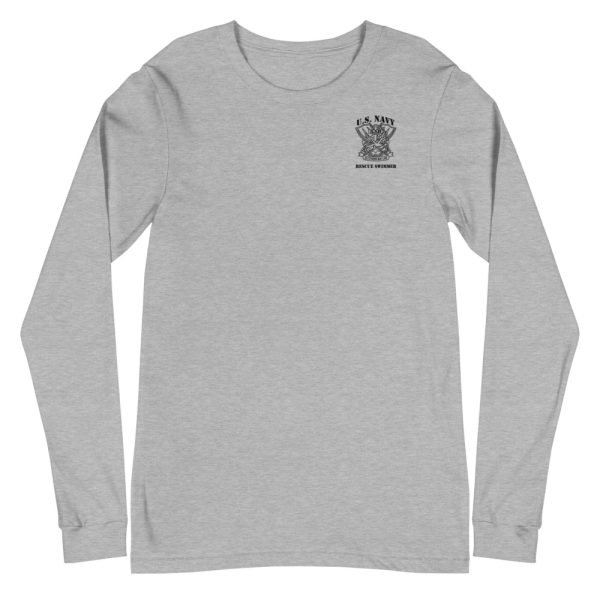 USN Rescue Swimmers established in 1971 long sleeve t-shirt in grey with the logo on front.