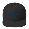 classic snapback hat in black color and a blue helicopter logo