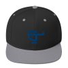 classic snapback hat in black and gray color with a blue helicopter logo