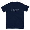 Navy blue unisex t-shirt with the aerodynamic lift equation on the front. The Frontlines military shirt is available in all sizes.